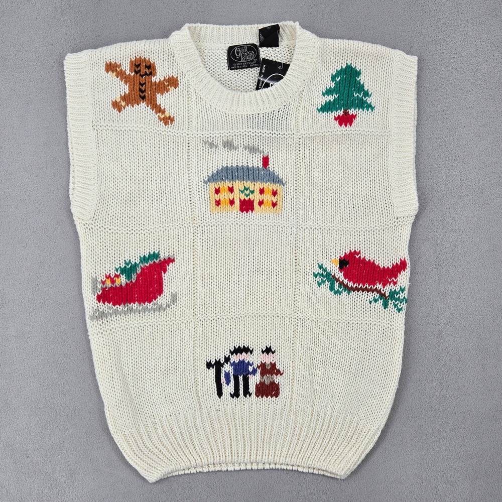 Oak Bluff NWT MEDIUM Womens Christmas Holiday Sweater Vest Cottagecore Vintage